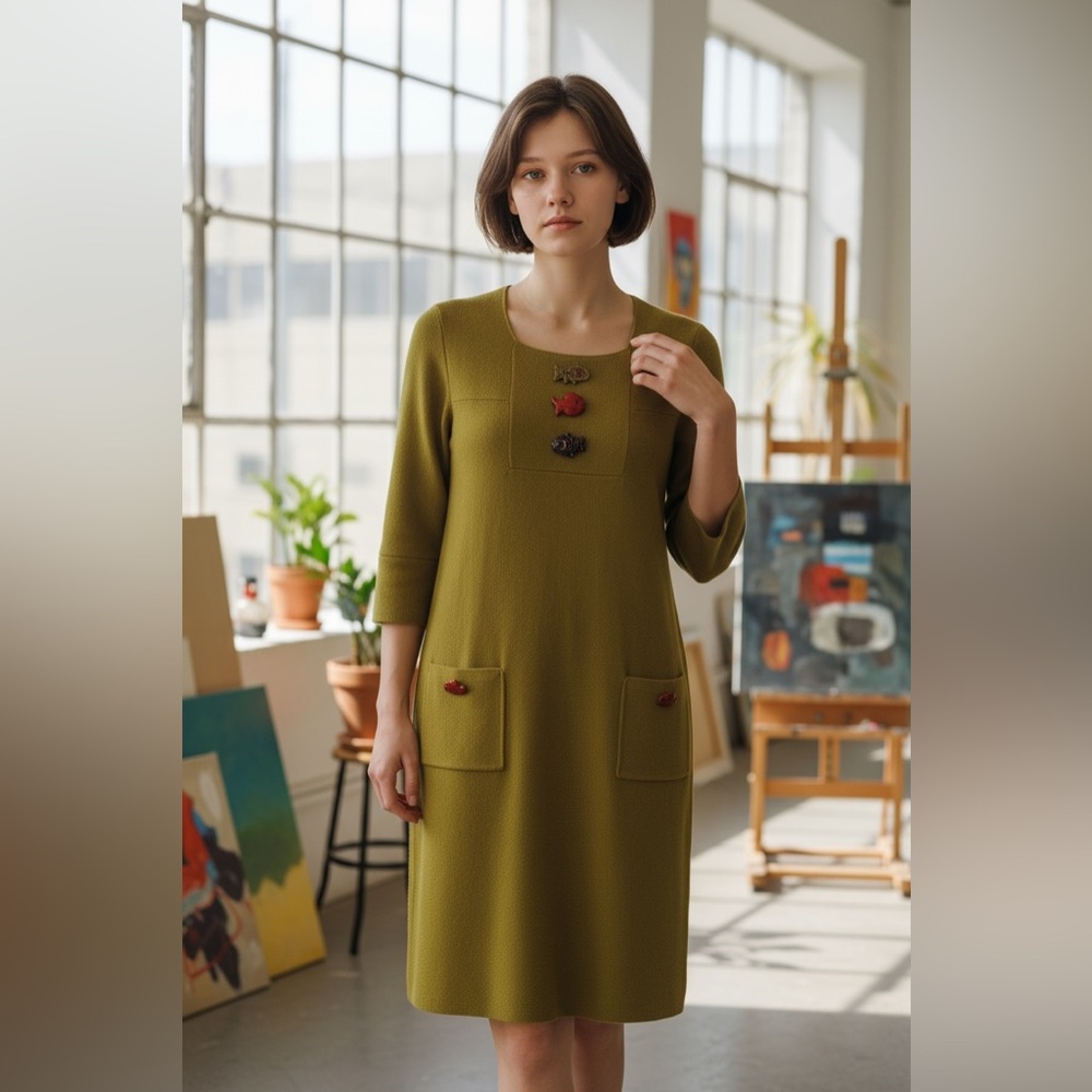 Vintage Steve Fabrikant for Neiman Marcus Knit Fish Dress